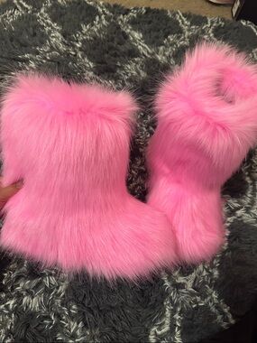 Pink Faux Fur Boots
